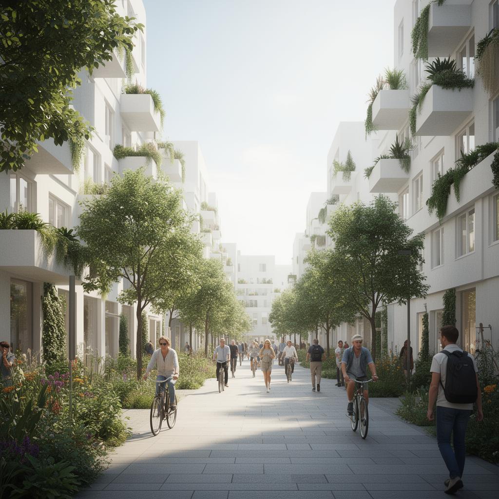 Cinematic view of a productive city boulevard
